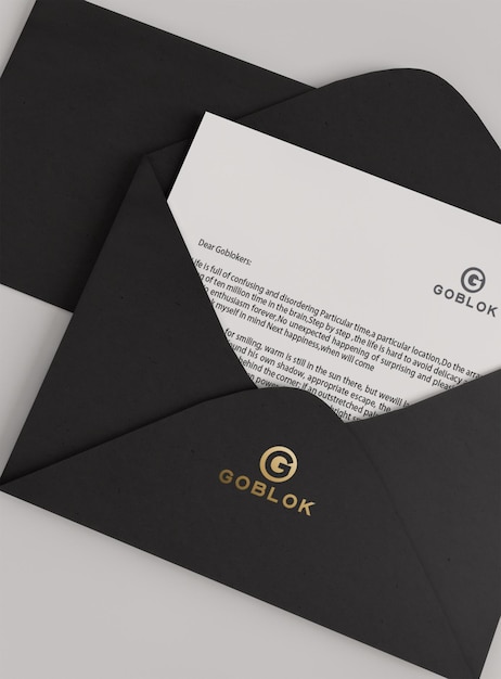 Maquete do logotipo do envelope padrão dourado