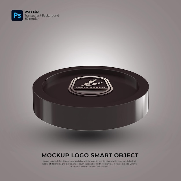Maquete do logotipo do modelo com objeto inteligente e renderização 3D transparente