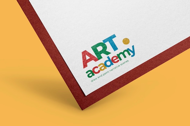 Maquete do logotipo em papel psd, design colorido e realista