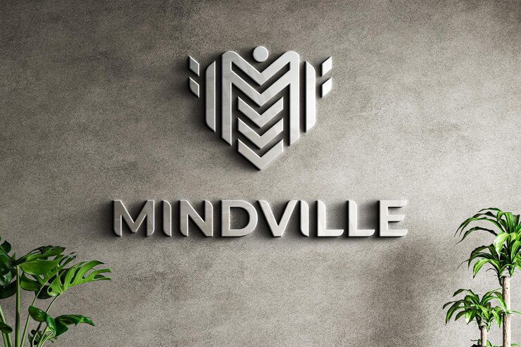 Maquete do logotipo na parede branca de grunge texturizada