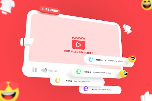 Maquete do player de vídeo do YouTube para mídia social