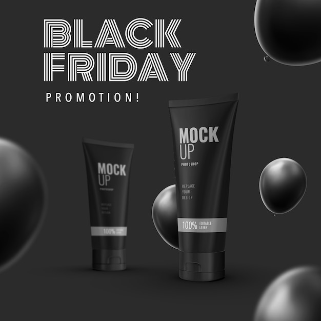 Maquete do tubo de compressão para publicidade da Black Friday