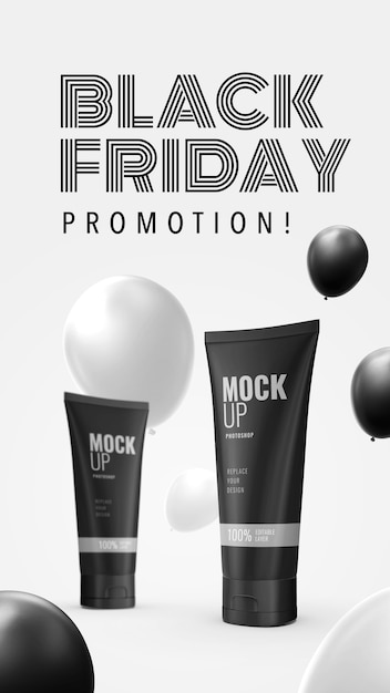Maquete do tubo de compressão para publicidade da Black Friday
