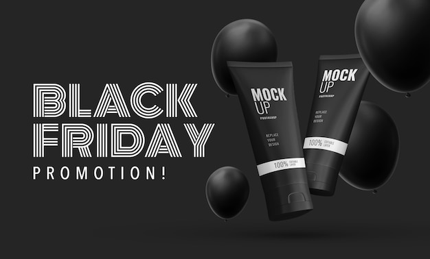 Maquete do tubo de compressão para publicidade da Black Friday