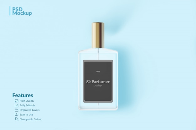 maquete editável de frasco de perfume de marca