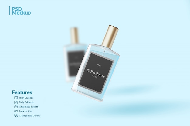 maquete editável de frasco de perfume de marca