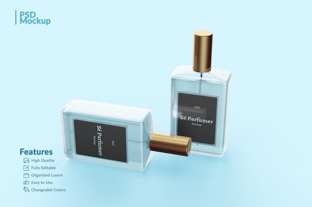 maquete editável de frasco de perfume de marca