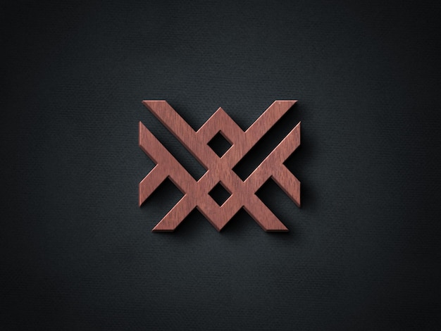 PSD maquete elegante do logotipo 3d em madeira escura