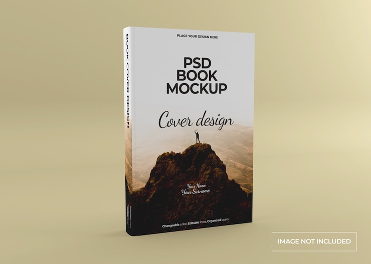 Maquete fotorrealista de livro de capa dura