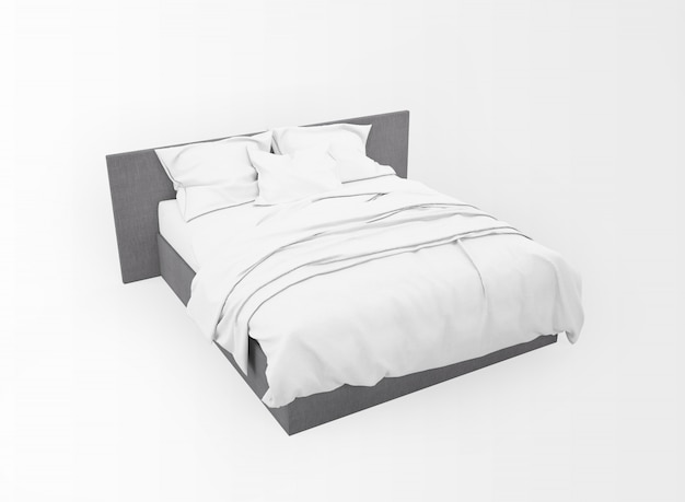 maquete moderna cama de casal isolada