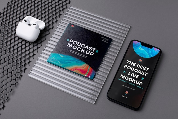 Maquete para elementos de podcast com informações