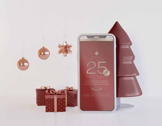 Maquete para smartphone com decoração de natal