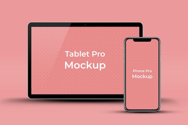 Maquete profissional realista de tablet e smartphone