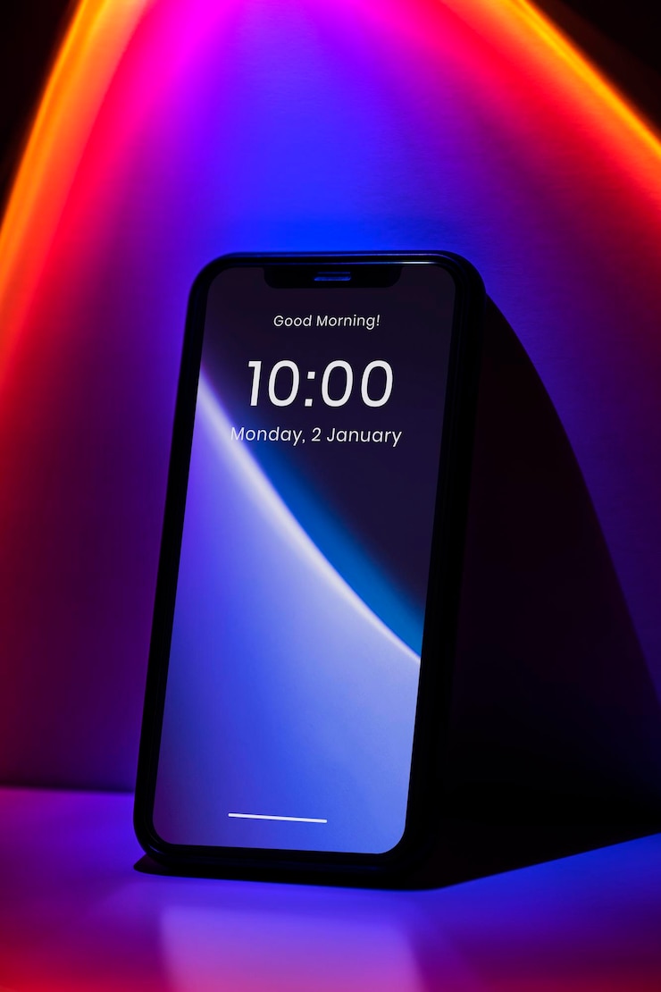 PSD maquete psd de telefone celular com estilo futurista retro