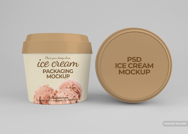 PSD maquete realista de embalagem de sorvete