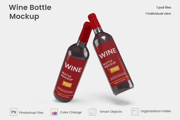 Maquete realista de garrafa de vinho