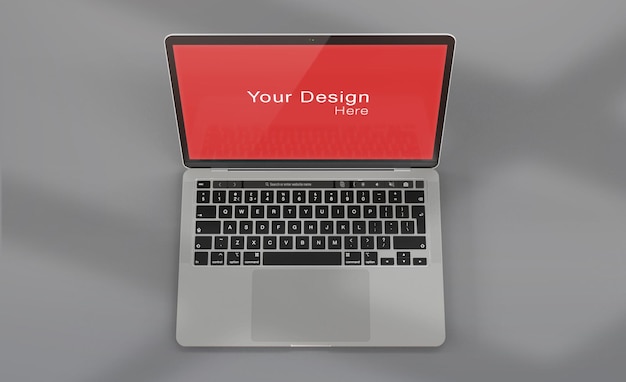Maquete realista de laptop com fundo cinza isolado renderização psd
