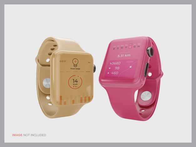 Maquete realista de smartwatch 3D para identidade e marca de interface do usuário