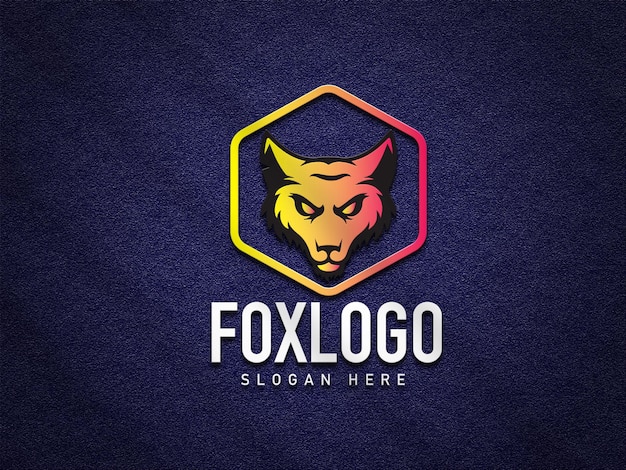Maquete realista do logotipo da Fox em fundo de papel
