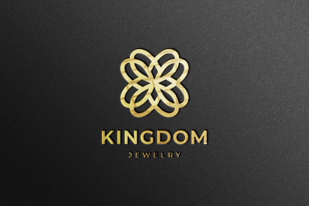 Maquete realista do logotipo da Golden Company com reflexo