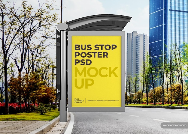 Maquete realista do outdoor da parada de ônibus da cidade