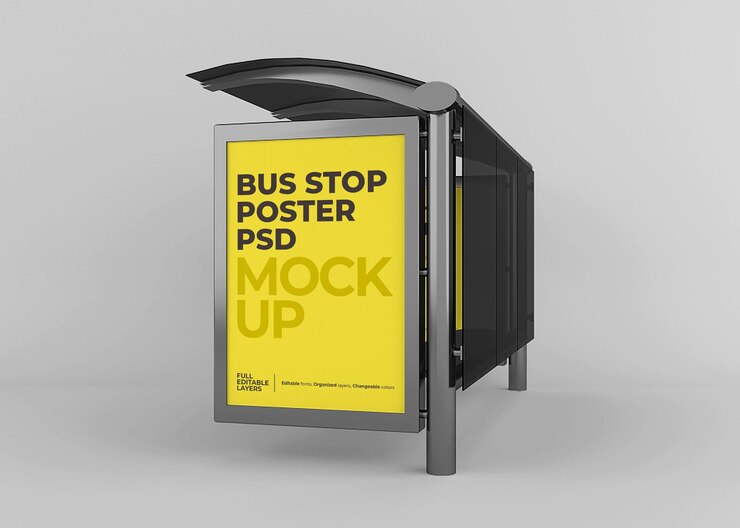 Maquete realista do outdoor da parada de ônibus da cidade