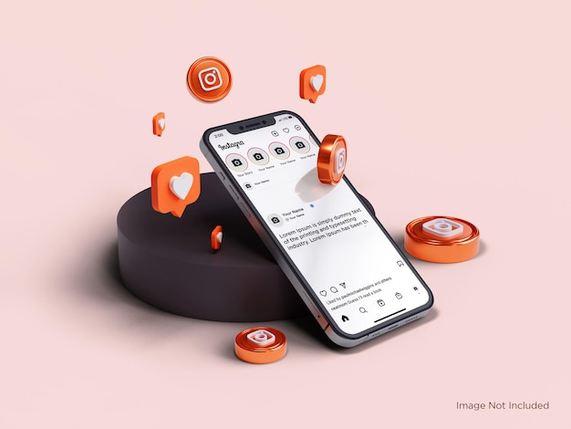 Maquete realista para smartphone instagram visualização da tela inicial premium psd