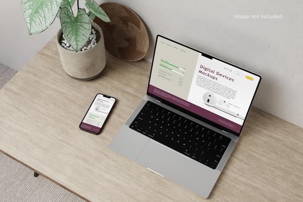 Maquetes de laptop e smartphone