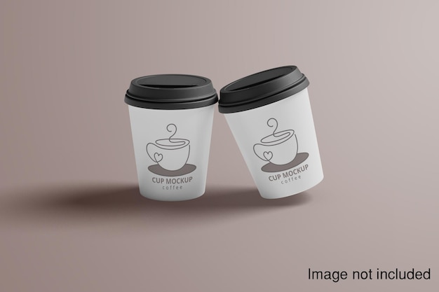 Maquetes de xícaras de café duplas 3d realistas
