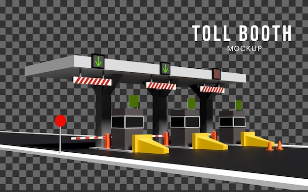 PSD maquette 3d de l'autoroute de la place à péage