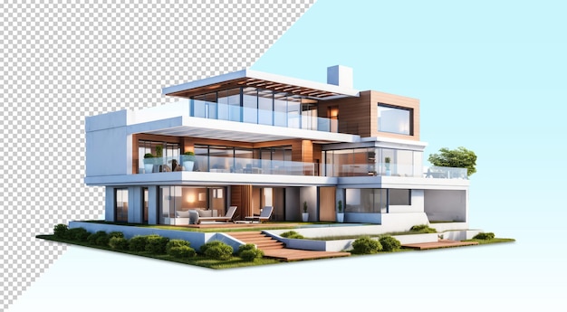 PSD une maquette 3d d'une maison moderne