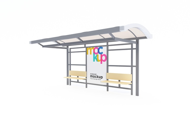 Maquette d'abribus d'arrêt de bus avec fond blanc