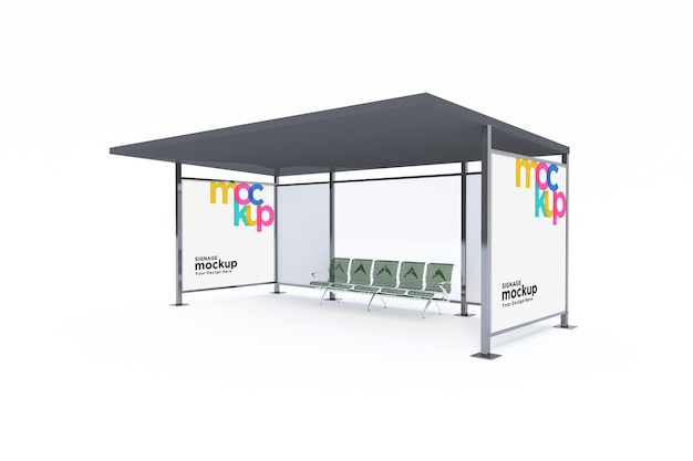 Maquette d'abribus d'arrêt de bus avec fond blanc