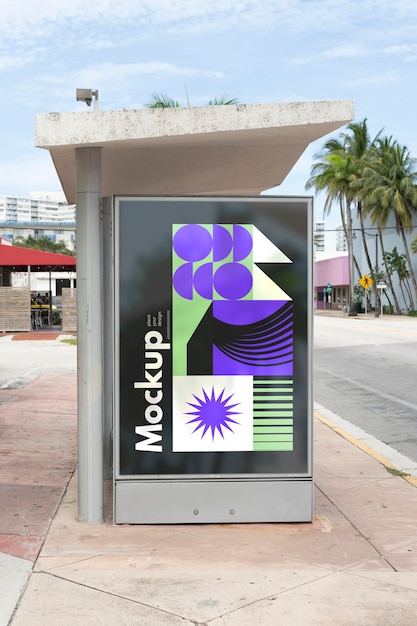 PSD maquette d'affichage extérieur publicitaire de miami