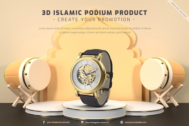 PSD maquette d'affichage de produit de podium islamique