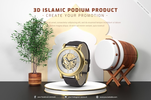 PSD maquette d'affichage de produit de podium islamique