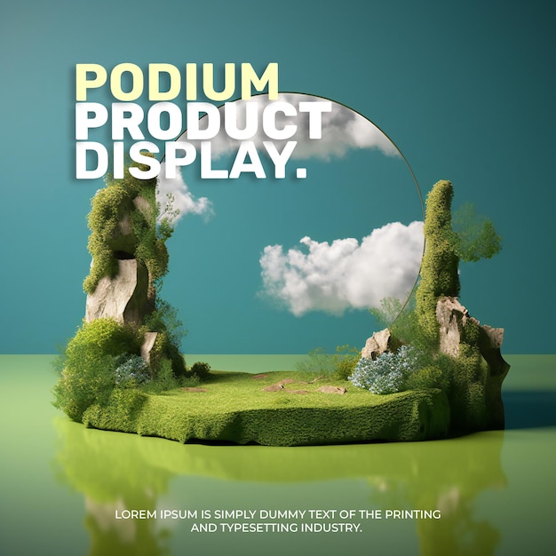 PSD maquette d'affichage de produit de scène de podium élégant et naturel d'été pour la présentation de produit d'exposition