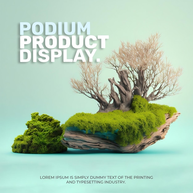 PSD maquette d'affichage de scène de podium naturel pour la scène de présentation de produit pour le rendu 3d d'affichage de produit
