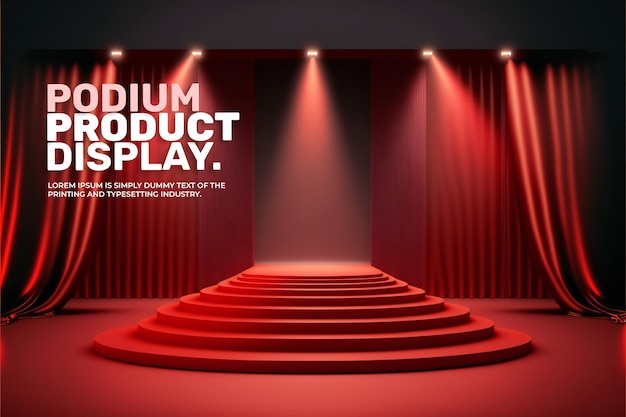 PSD maquette d'affichage de scène de podium de rideau pour la scène de présentation de produit pour le rendu 3d d'affichage de produit