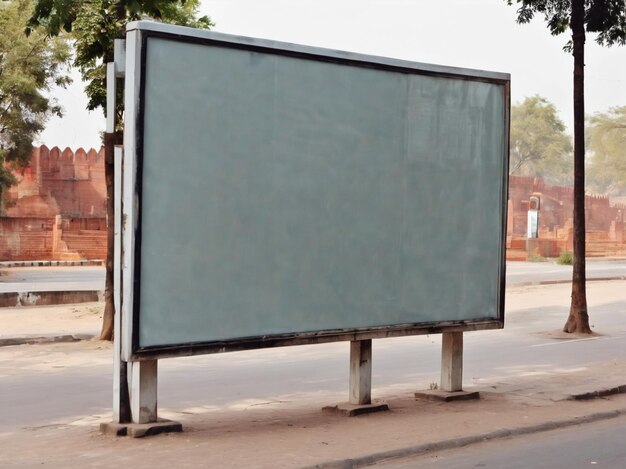 PSD une maquette d'affiche blanche près de l'arrêt de bus à jaipur au rajasthan