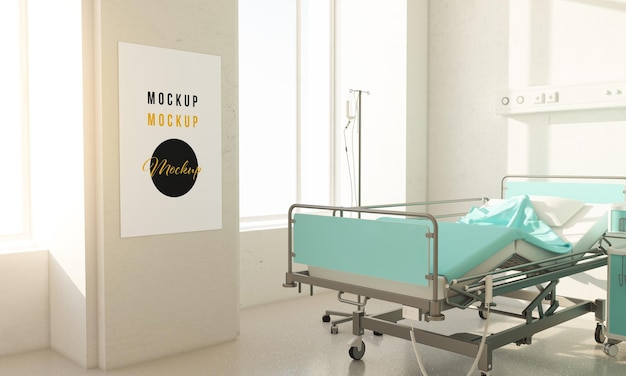 Maquette d'affiche sur une chambre d'hôpital