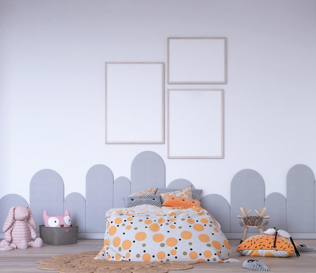 maquette d'affiche dans une jolie chambre d'enfant