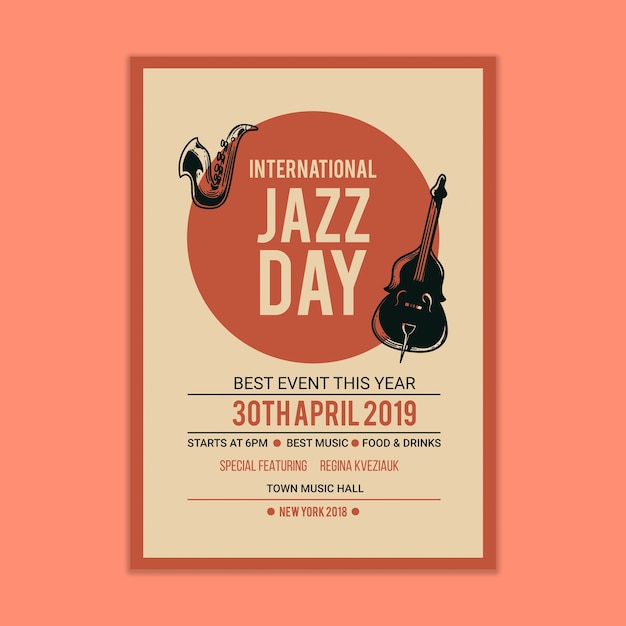 PSD maquette d'affiches de musique jazz