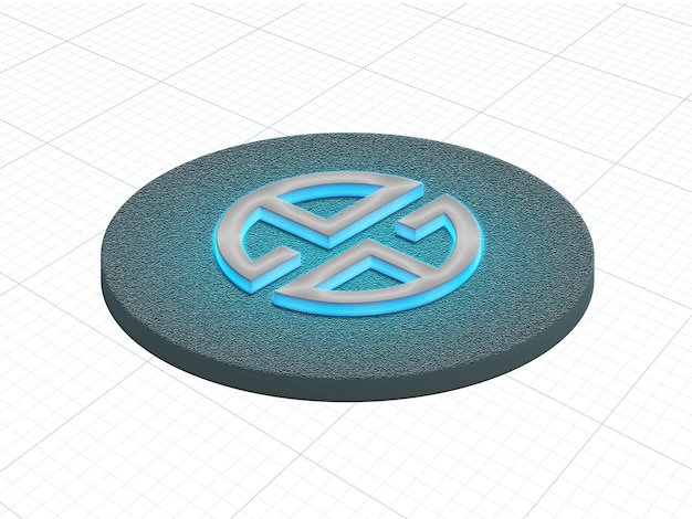 Maquette d'application d'icône de logo 3d avec effet de lumière bleue