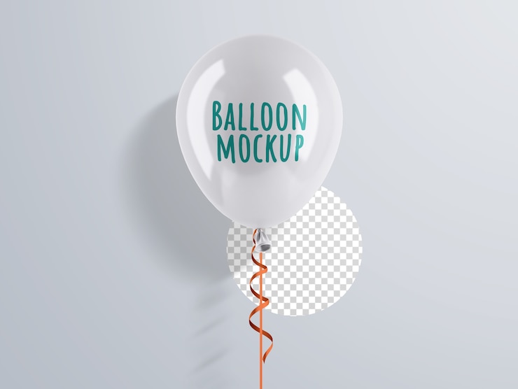 PSD maquette de ballon d'hélium avec ruban