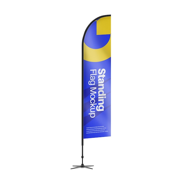 PSD maquette de bannières de drapeau de plumes