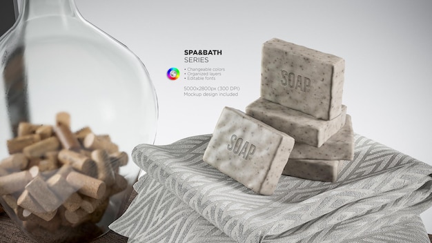 Maquette de barre de savon en rendu 3d