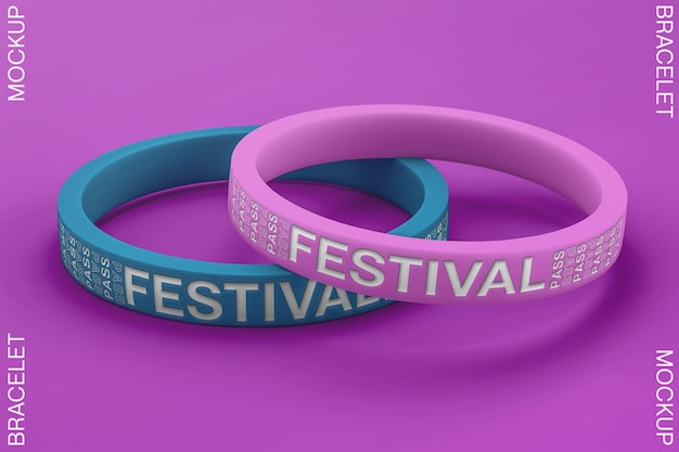 PSD une maquette de billet de bracelet du festival