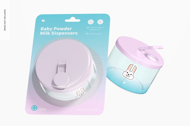 Maquette de blister de distributeur de lait en poudre pour bébé, flottant