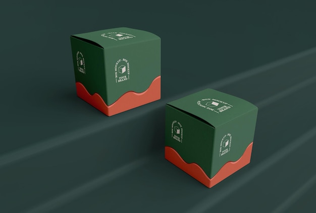 PSD maquette de boîte carrée en carton double
